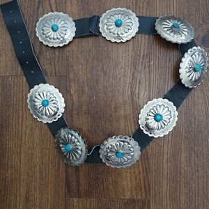 Black Leather Western Concho Belt